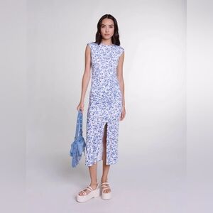 MAJE Patterned maxi dress Floral Blue Midi Dress